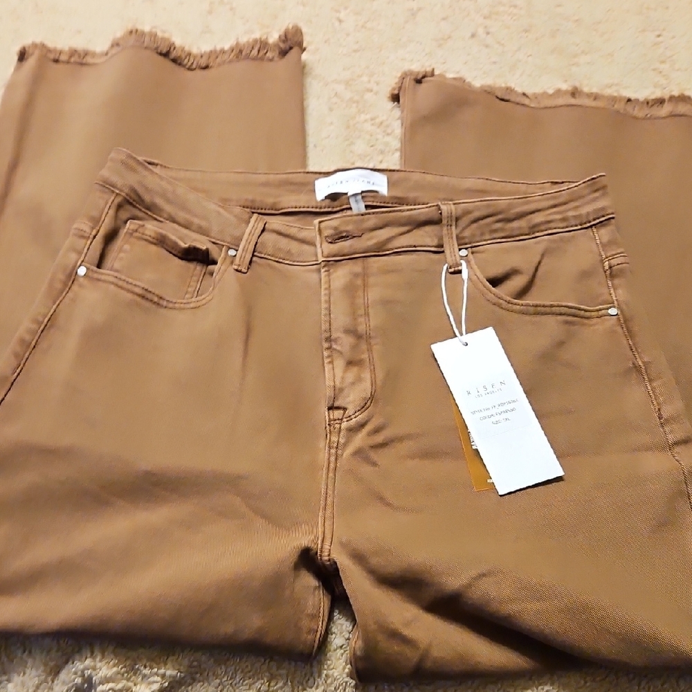 Elegant Tan Flare Jeans